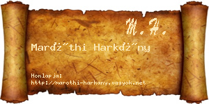 Maróthi Harkány névjegykártya